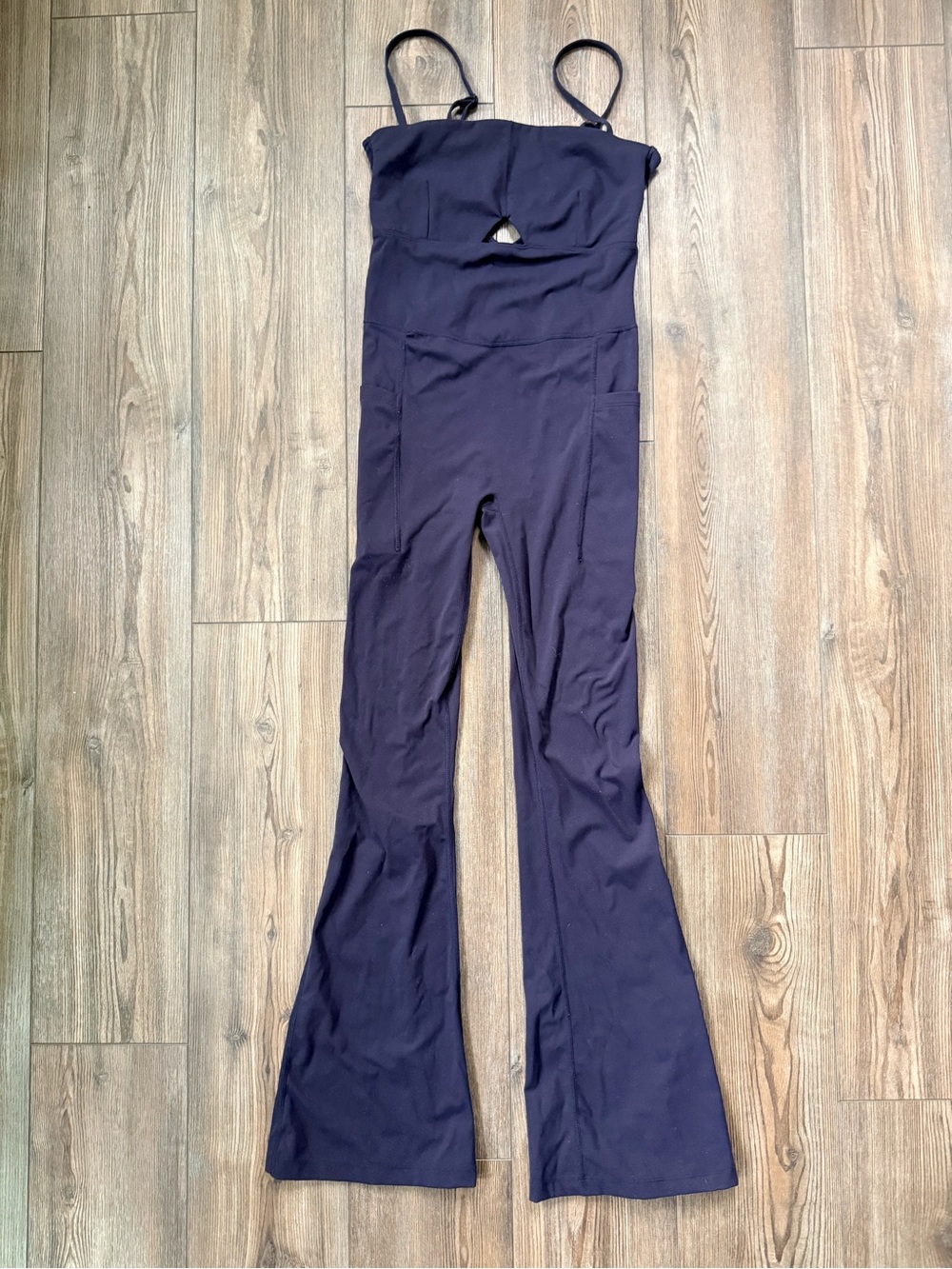Blogilates Dark Navy Flared Cutout Strappy Jumpsuit